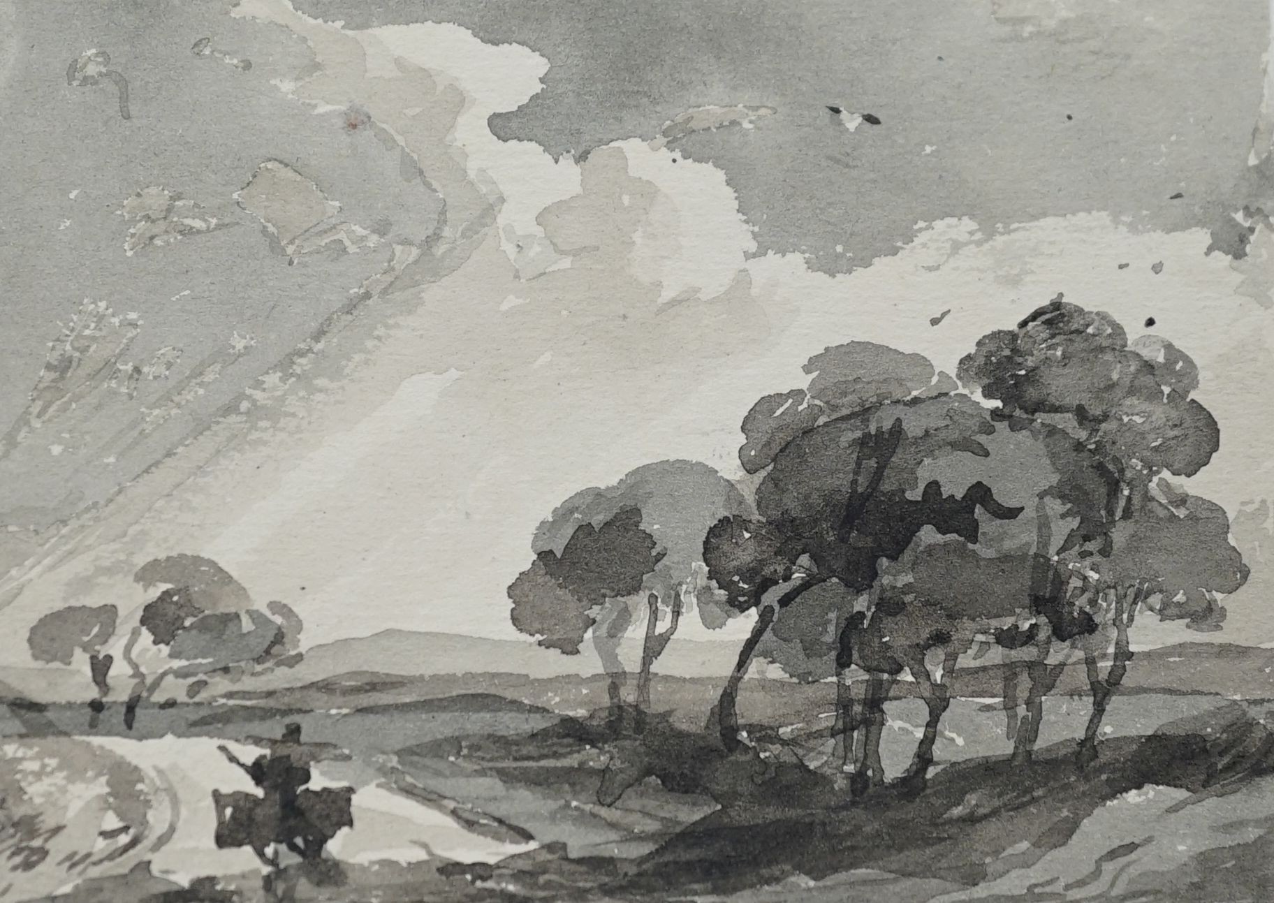 George Richard Vawser Snr. (1815-1888) - an album of 23 watercolour drawings, mainly monochrome landscapes, one signed and dated, 1830, largest 10 x 15cms.